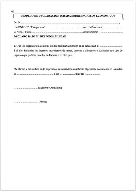Modelos y tipos de declaración jurada en Word y PDF Modelo Ejemplar
