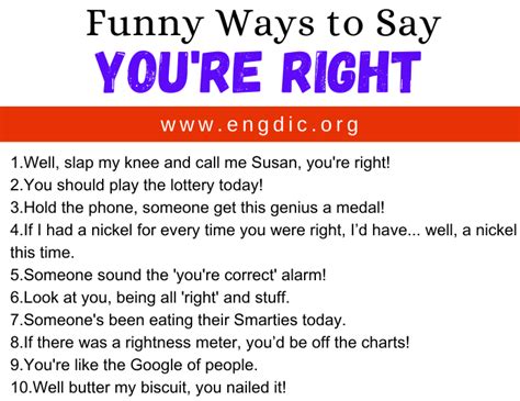 Funny Ways To Say You Re Right Engdic