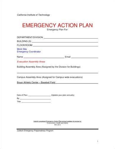 Free Emergency Action Plan Template PRINTABLE TEMPLATES