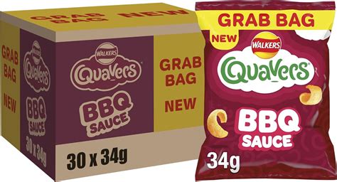 Walkers Quavers BBQ Sauce Snacks Crisps 34g Case Of 30 Amazon Co Uk