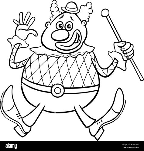 Black And White Cartoon Illustration Of Funny Circus Clown Comic