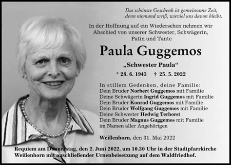 Traueranzeigen von Paula Guggemos Allgäuer Zeitung