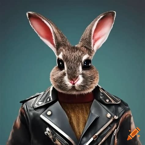 Bunny Rabbit In A Cool Motorcycle Biker Jacket On Craiyon