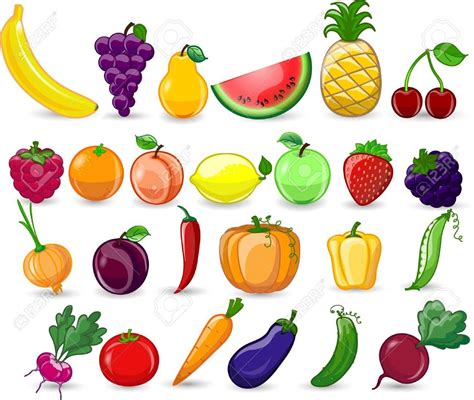 Cartoon Groenten En Fruit Stockfoto Frutas Verduras E