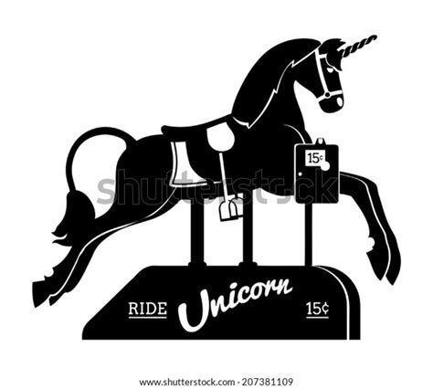 Vector Silhouette Retro Unicorn Coin Operated Stock Vector Royalty