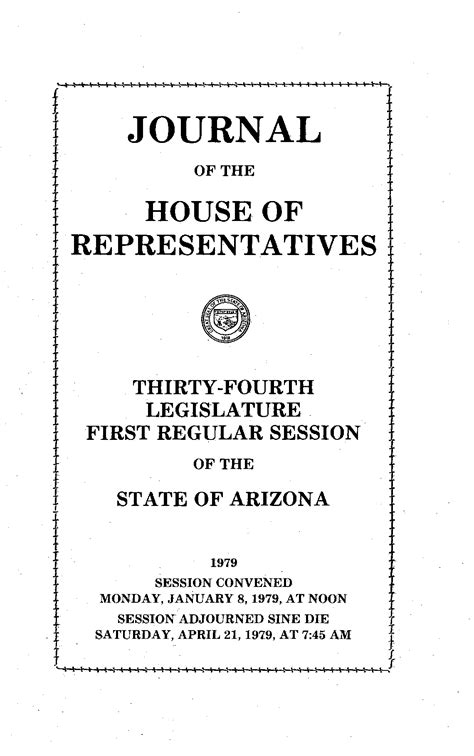 1979 Journal Of The House Of Representatives State Of Arizona Thirty