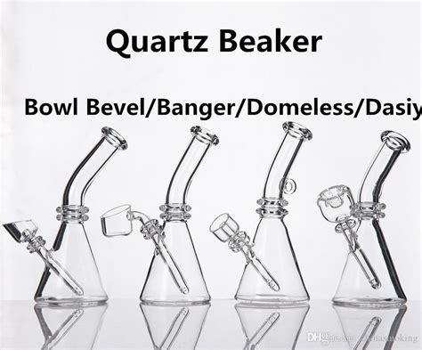 Quartz Beaker 5 Inches Mini Bongs Flat Bevel Daisy Bowl Banger Nails Individual Black Box Water