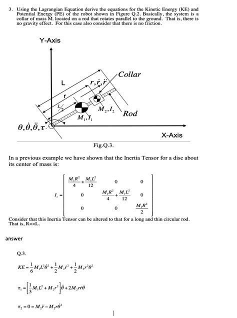 3. Using the Lagrangian Equation derive the equations | Chegg.com