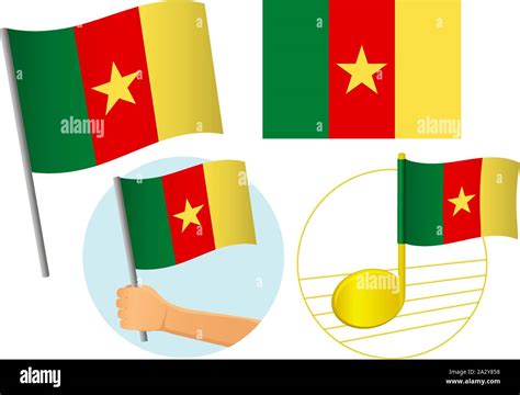 Cameroon Flag Icon Set National Flag Of Cameroon Vector Illustration