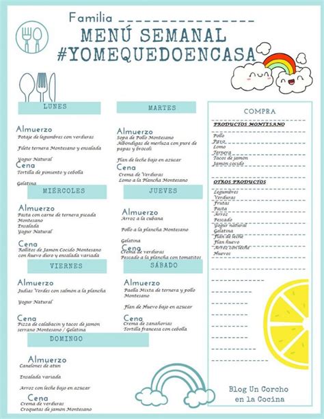 Men Semanal Infantil Nuestra Nutricionista Informa Montesano