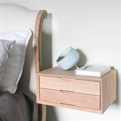 Floating Oak Double Drawer Bedside Etsy Floating Bedside Table