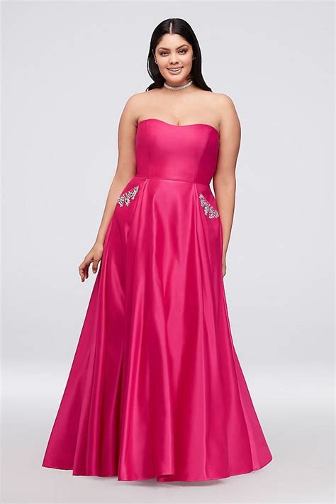 Satin Plus Size Ball Gown With Crystal Pockets David S Bridal Ball