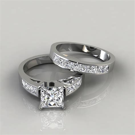 Moissanite Princess Cut Engagement Ring And Bridal Set