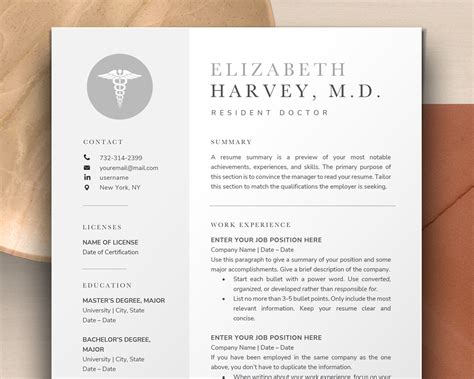 Buy Doctor Resume Template Word Apple Pages Mac Medical Resume