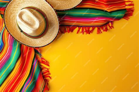 Premium Photo Mexican Traditional Costume With Sombrero Hats And Serape