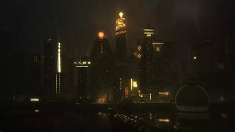 Живые обои Ночной город, желтые огни - Dystopia скачать на VSThemes.org