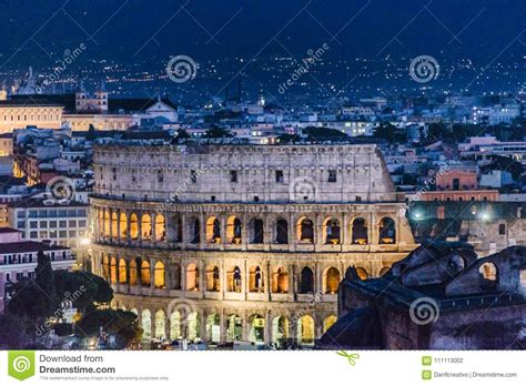 Coliseum Aerial View Night Scene, Rome Stock Photo - Image of view ...