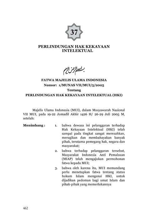 Hki Mui Hukum Fatwa Majelis Ulama Indonesia Nomor Munas Vii