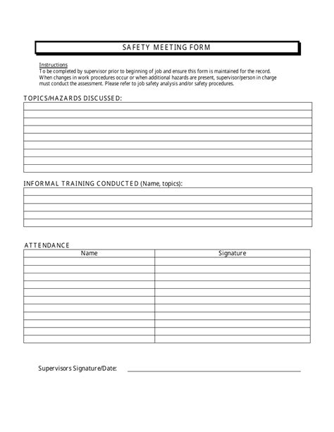 Safety Meeting Form Fill Out Sign Online And Download Pdf