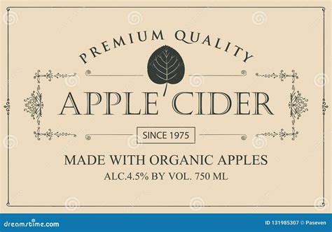 Label For Apple Cider With Leaf In Retro Style Stock Vector