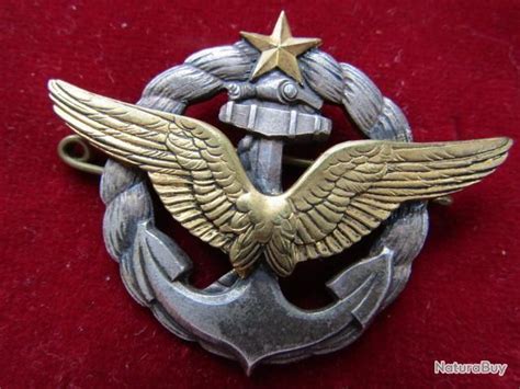 Médaille Insigne Brevet de Pilote Aéronavale dos lisse ailes matricées