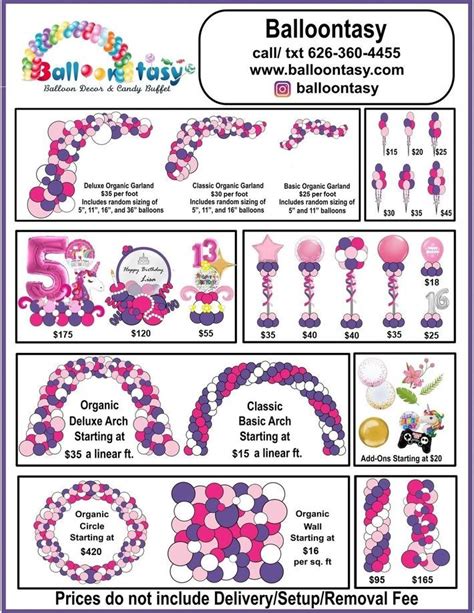 The Instructions For Balloon Archs Are Shown In Pink Purple And White