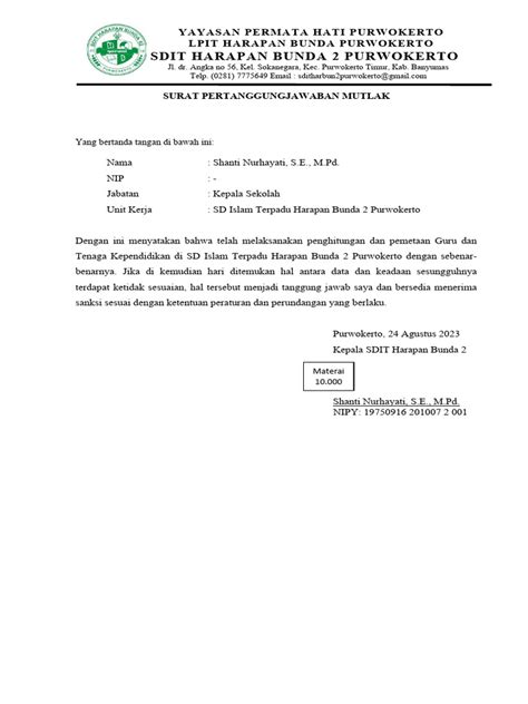 Surat Pertanggungjawaban Pdf