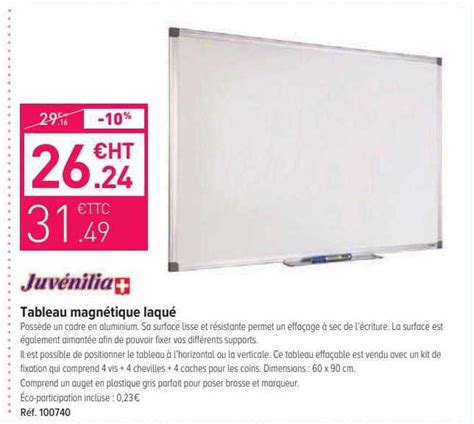 Offre Tableau Blanc Laqué Magnétique chez Plein Ciel