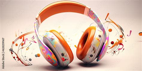 Headphone with music notes turning into a carnival parade , concept of Musical celebration ...