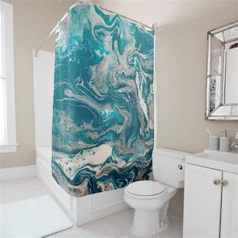 Turquoise Abstract Shower Curtain Zazzle