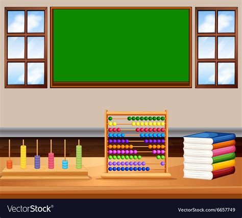 Classroom with board and books Royalty Free Vector Image