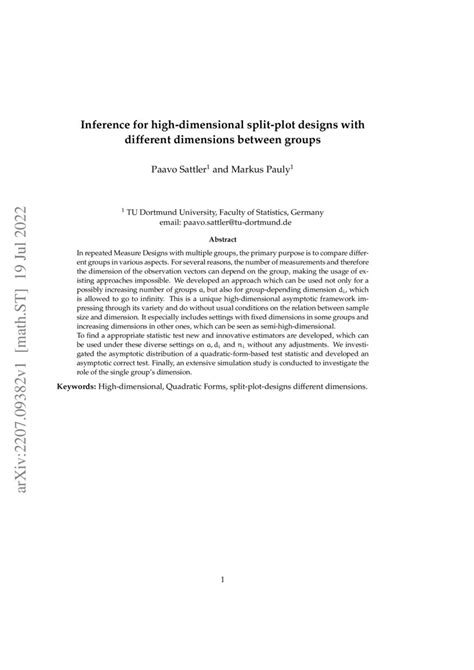 Inference For High Dimensional Split Plot Designs With Different