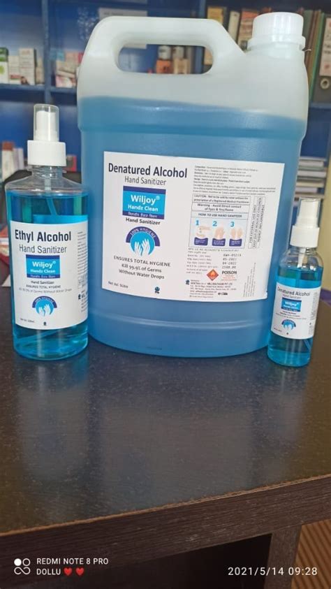 5L Wiljoy Denatured Alcohol Based Hand Sanitizer At Rs 850 Alcohol