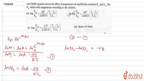 Vans Hoffs Equation Shows The Effect Of Temperature On Equilibrium