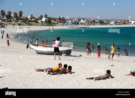 Sandy Beach local locals natives native Saldanha Bay Saldanha Western Cape South Africa white ...