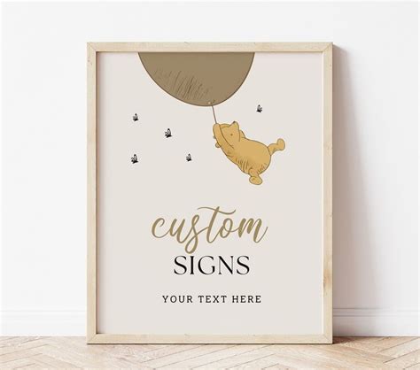 Editable Custom Sign Template Winnie The Pooh Baby Shower Sign