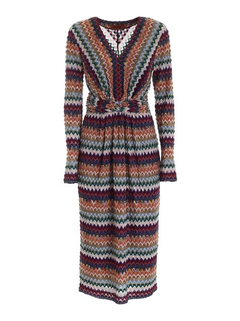 Maxi Dresses Missoni Zig Zag Pattern Lamè Multicolor Dress