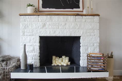 DIY Stone Fireplace Update with Live Edge Wood Mantel | Remodelaholic