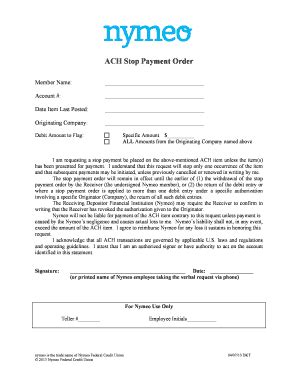 Fillable Online ACH Stop Payment Order Fax Email Print PdfFiller