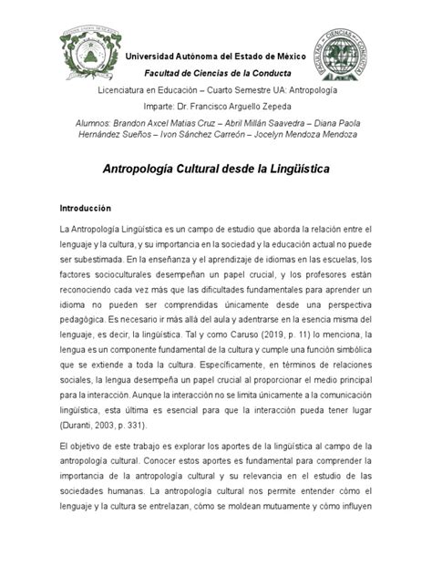 Ensayo Final Ant Pdf Lingüística Antropología