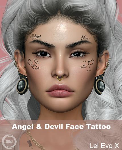 Second Life Marketplace Mw Angel And Devil Face Tattoo Evox