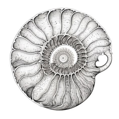 Premium Photo | A drawing of a spiral shell with a spiral design ...