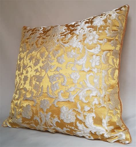 Gold Silk Jacquard Rubelli Fabric Throw Lumbar Pillow Cushion Etsy