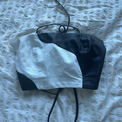 LEATHER Boob Tube With Open Tied Up Back Depop