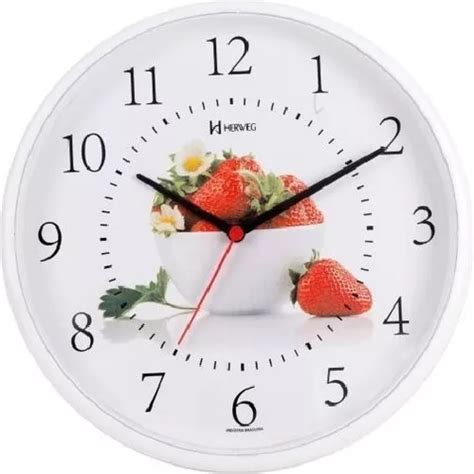 Herweg Strawberries Reloj De Pared Para Cocina Color Blanco