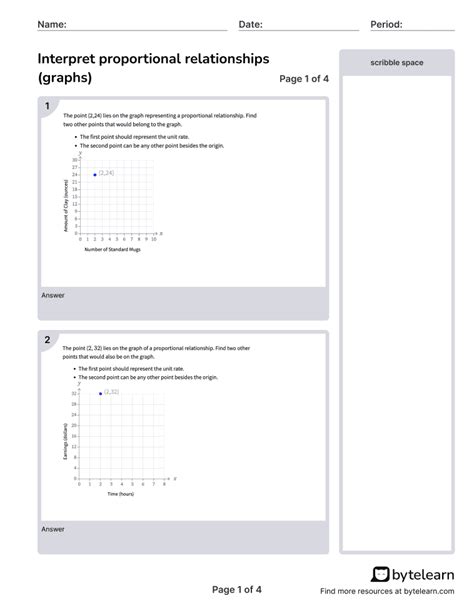 Interpret Proportional Relationships (Graphs) Worksheets [PDF] (7.RP.A ...