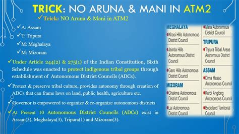 Trick To Remember Names Of States In The 6th Schedule Of India