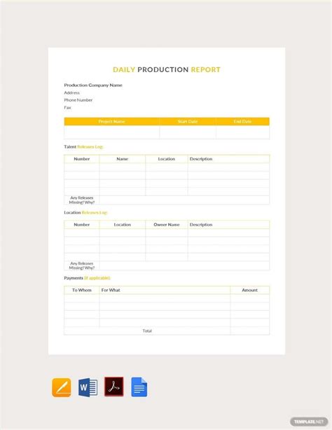 Production Report Template in Word, Pages, Google Docs - Download ...