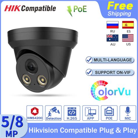 Hikvision Compatible Colorvu Ip Camera K Black Mp Night Version Dome