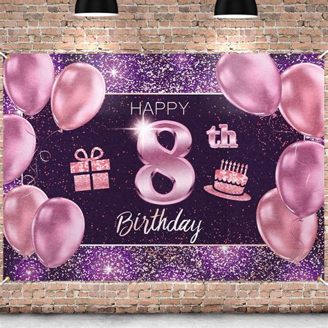 Pakboom Happy 8th Birthday Banner Backdrop 8 Birthday